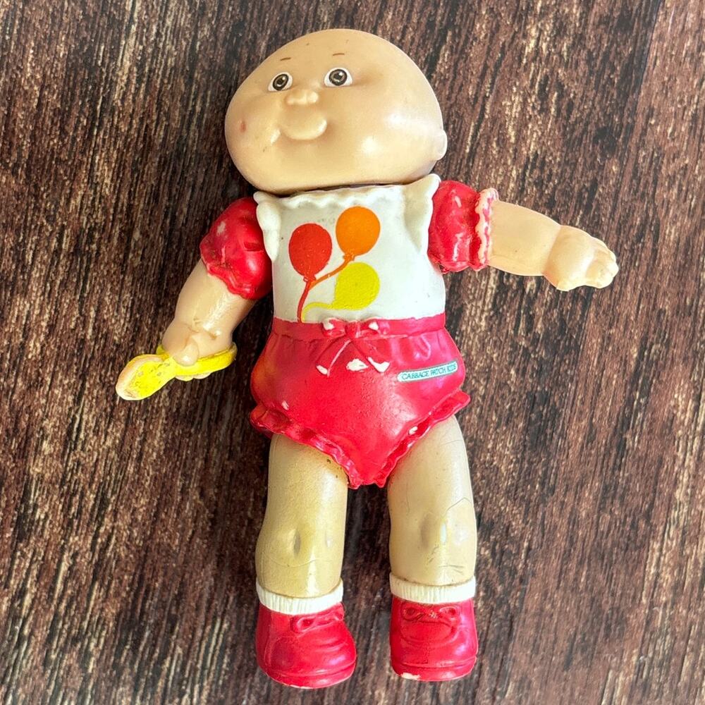 Vintage 1984 Cabbage Patch Kids PVC Plastic Miniature Figurine Red Outfit 3.5 In